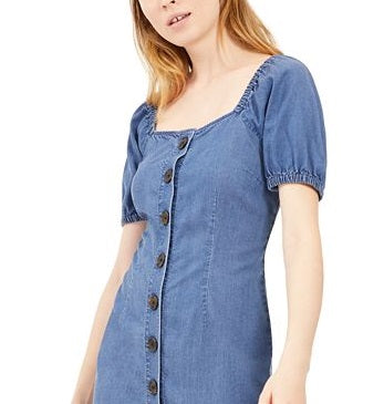 Vestido feminino jeans com decote quadrado e midi, tamanho 12, azul, da INC International Concepts