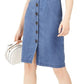 Vestido feminino jeans com decote quadrado e midi, tamanho 12, azul, da INC International Concepts