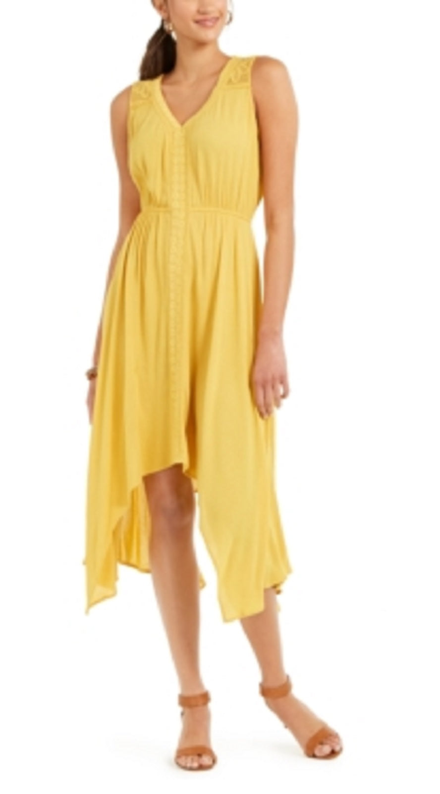 Vestido feminino estilo &amp; co com bainha de lenço, amarelo, tamanho extrapequeno
