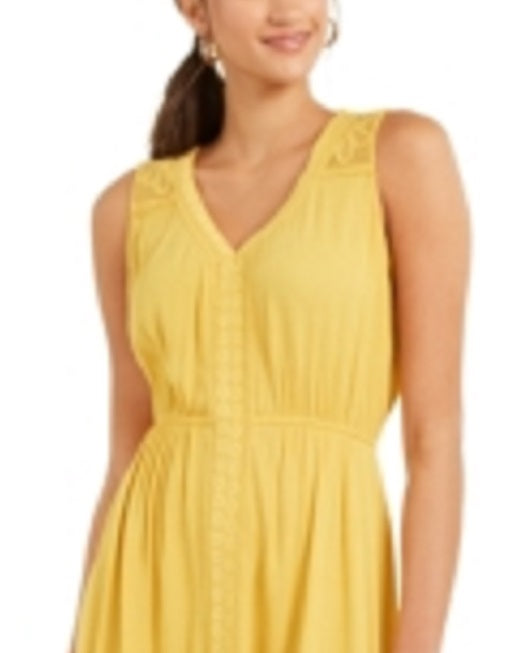 Vestido feminino estilo &amp; co com bainha de lenço, amarelo, tamanho extrapequeno