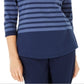 Karen Scott Blusa Feminina Listrada Colorblock com Rebites Azul Tamanho X-G