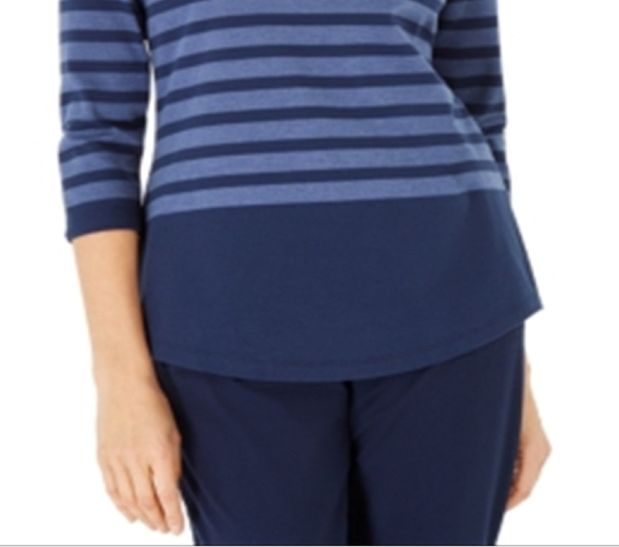 Karen Scott Blusa Feminina Listrada Colorblock com Rebites Azul Tamanho X-G
