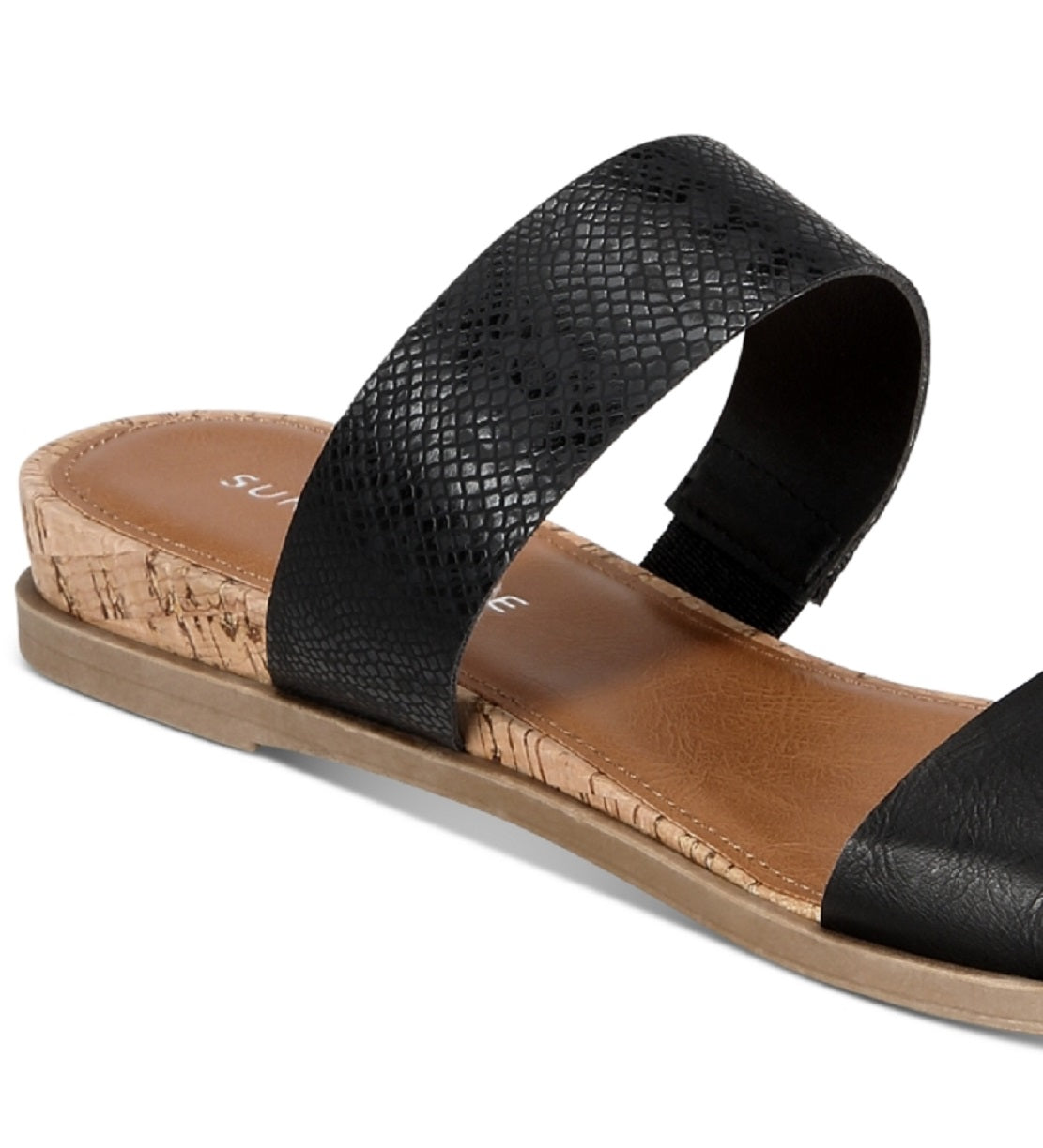 Sandálias femininas Sun + Stone Easten Slide, pretas, tamanho 6 M