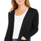 Charter Club Milano Cotton Suéter Feminino Frente Aberta Preto Tamanho X-G