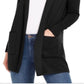 Charter Club Milano Cotton Suéter Feminino Frente Aberta Preto Tamanho X-G