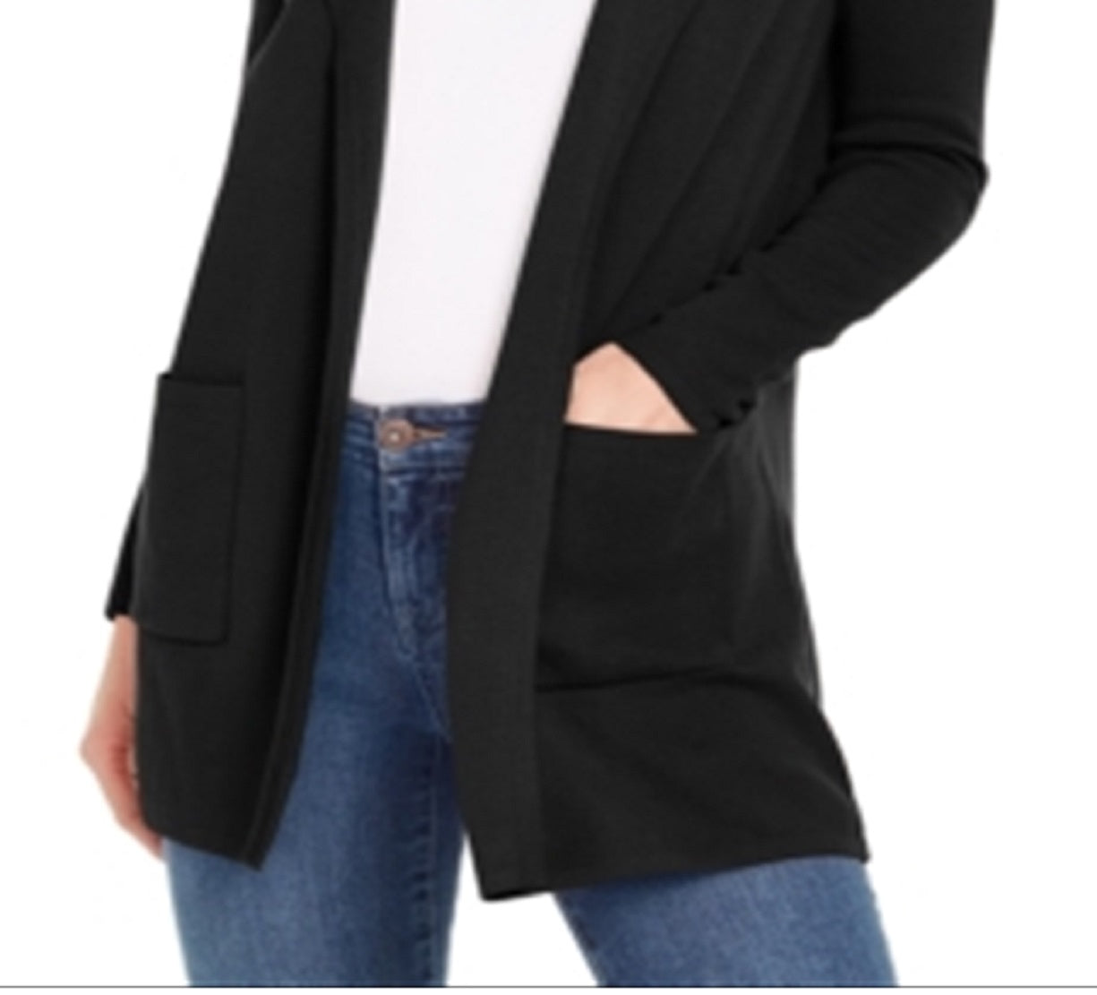 Charter Club Milano Cotton Suéter Feminino Frente Aberta Preto Tamanho X-G