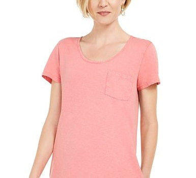 Vestido camiseta feminino estilo &amp; co com um bolso rosa tamanho GG