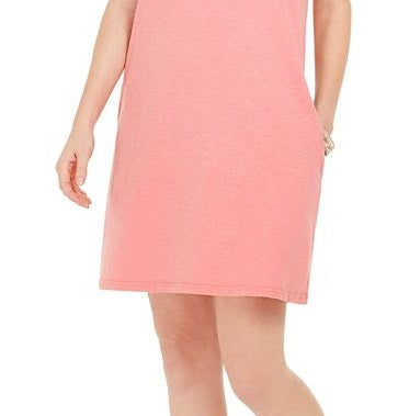 Vestido camiseta feminino estilo &amp; co com um bolso rosa tamanho GG