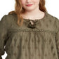 Blusa Plus Size com Ilhós Style &amp; Co Feminina Verde Tamanho 2X