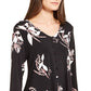Blusa feminina Alfani com estampa floral e decote em V, preta, tamanho médio