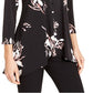 Blusa feminina Alfani com estampa floral e decote em V, preta, tamanho médio