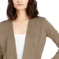 INC International Concepts Suéter Feminino Camurça Sintética Mix Mídia Cardigan Marrom Tamanho Grande