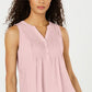 Blusa feminina sem mangas Charter Club Pintuck rosa tamanho médio