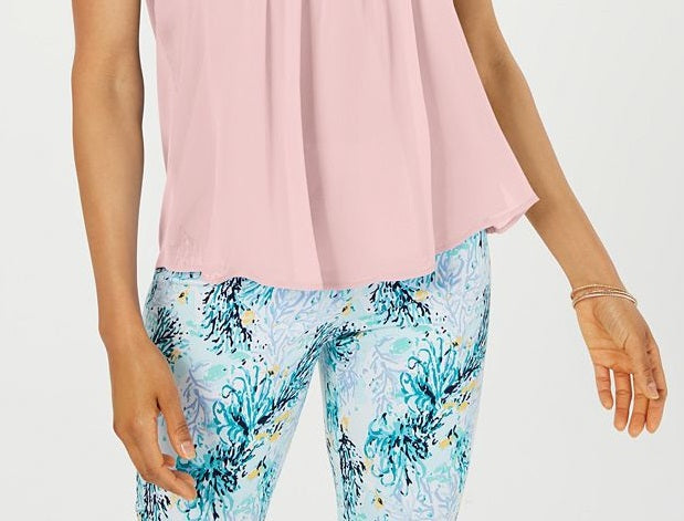 Blusa feminina sem mangas Charter Club Pintuck rosa tamanho médio