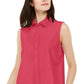 Blusa feminina Alfani com botões e sem mangas, rosa, tamanho pequeno