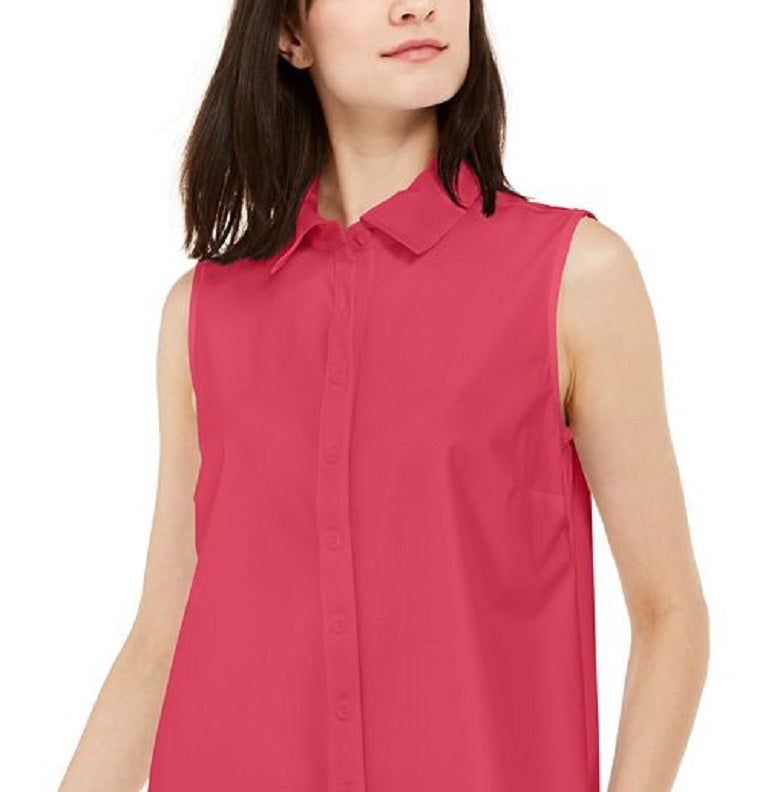 Blusa feminina Alfani com botões e sem mangas, rosa, tamanho pequeno