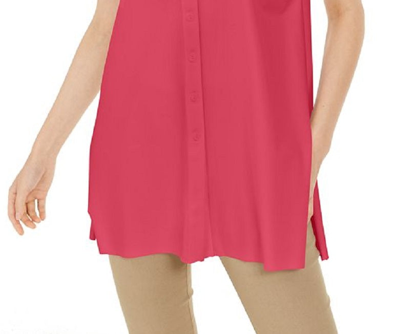 Blusa feminina Alfani com botões e sem mangas, rosa, tamanho pequeno