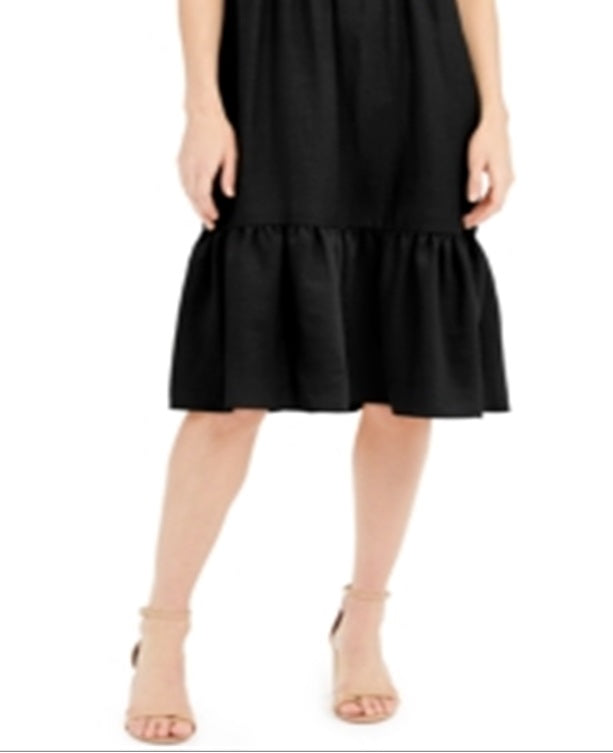 Vestido MIDI feminino com frente torcida e mistura de linho da INC International Concepts, preto, tamanho médio