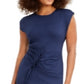 Vestido midi de cetim franzido feminino INC International Concepts, azul, tamanho grande