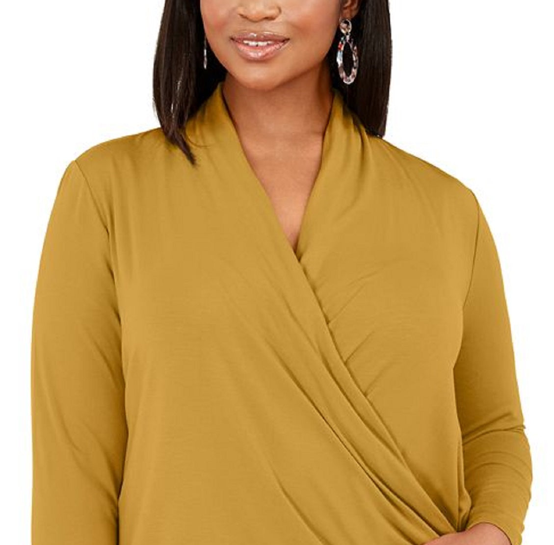 INC International Concepts Blusa feminina com sobrepeliz frontal, amarela, tamanho 0X