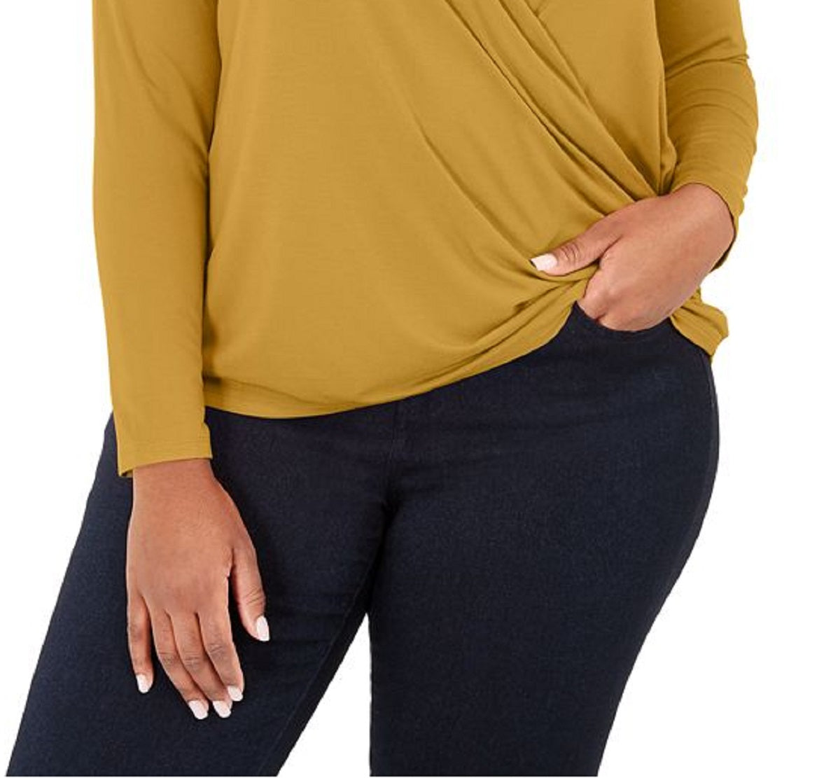 INC International Concepts Blusa feminina com sobrepeliz frontal, amarela, tamanho 0X