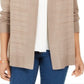 Karen Scott Cardigan Pointelle Aberto Frente Feminino Marrom Tamanho P
