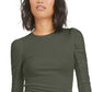 Blusa de malha feminina Bar III Plus com babados e babados, verde, tamanho XX-G