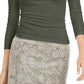 Blusa de malha feminina Bar III Plus com babados e babados, verde, tamanho XX-G
