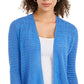 Cardigan feminino com frente aberta em Pointelle, azul, tamanho X-G