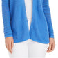 Cardigan feminino com frente aberta em Pointelle, azul, tamanho X-G
