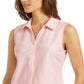 Camisa feminina sem mangas Charter Club Cotton Piquet Rosa Tamanho 8