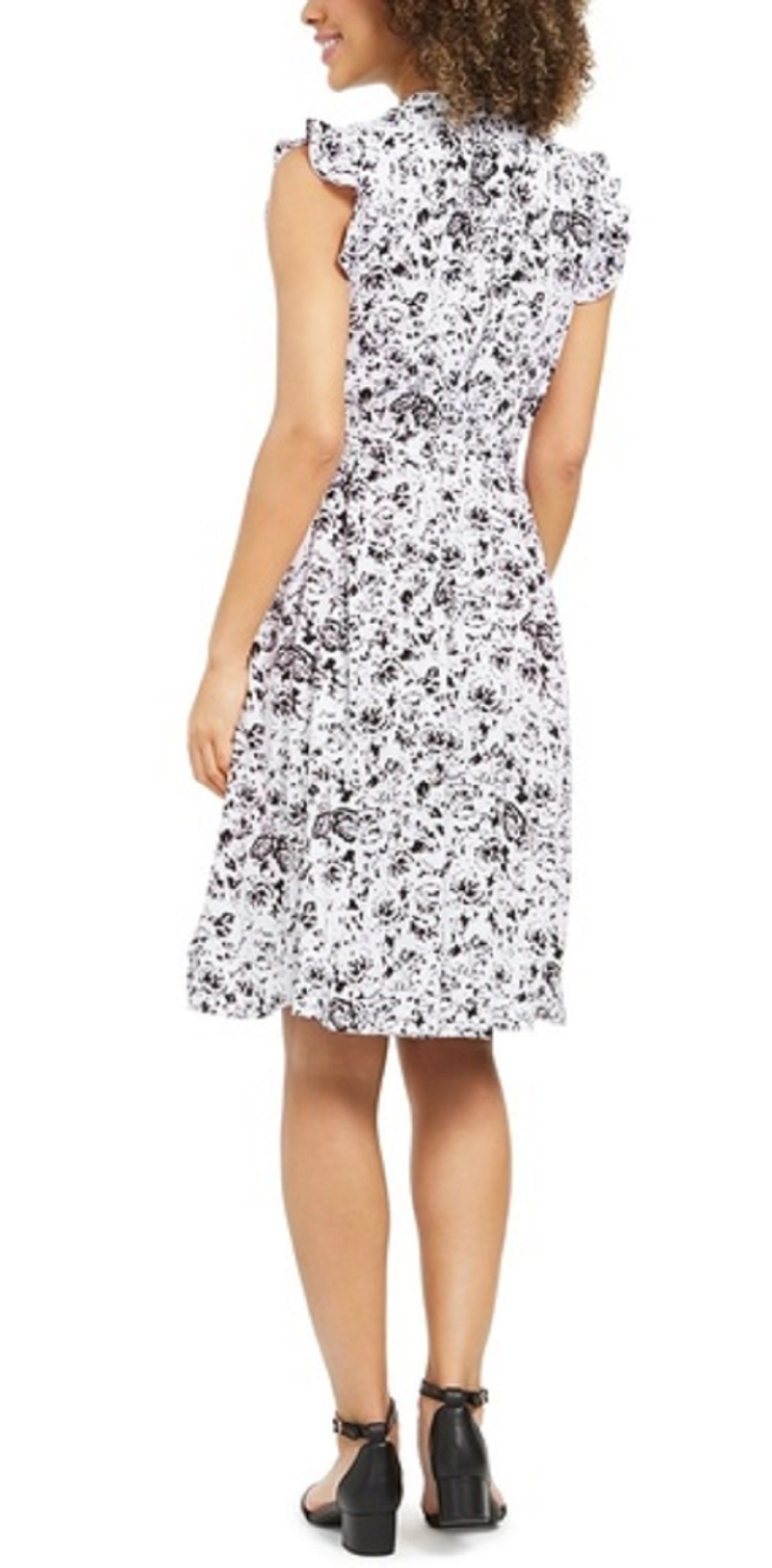 Vestido feminino estampado com amarração na cintura, preto, tamanho 16, Charter Club