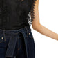 Top de renda feminino INC International Concepts, preto, tamanho grande