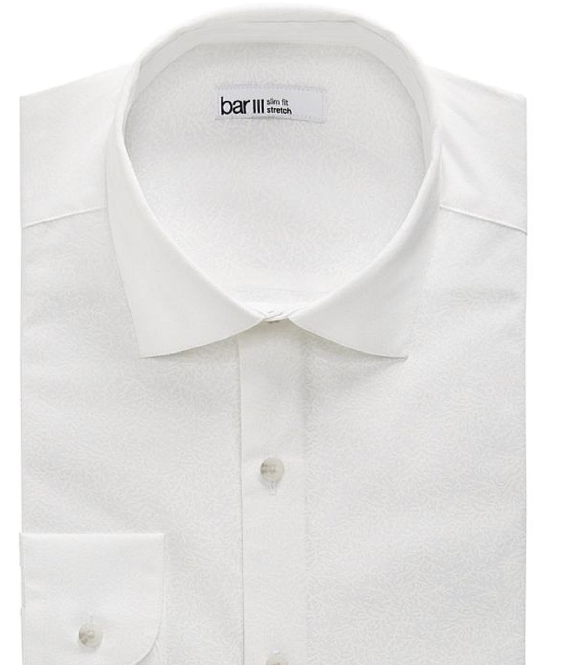 Camisa social masculina Bar III de algodão orgânico com estampa coral em tons de tom, corte slim, branca, tamanho médio