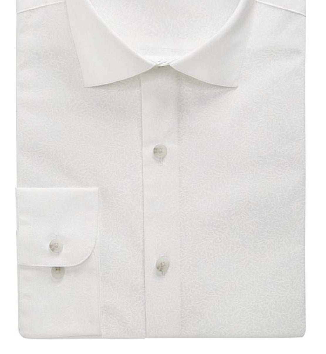 Camisa social masculina Bar III de algodão orgânico com estampa coral em tons de tom, corte slim, branca, tamanho médio