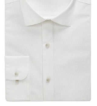 Camisa social masculina Bar III de algodão orgânico com estampa coral em tons de tom, corte slim, branca, tamanho médio