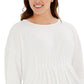 Blusa feminina Alfani plissada com manga dolman, branca, tamanho 3X
