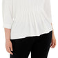 Blusa feminina Alfani plissada com manga dolman, branca, tamanho 3X
