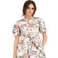 Vestido curto feminino floral de manga curta e gola redonda, tamanho grande, branco, da INC International Concepts