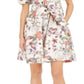 Vestido curto feminino floral de manga curta e gola redonda, tamanho grande, branco, da INC International Concepts