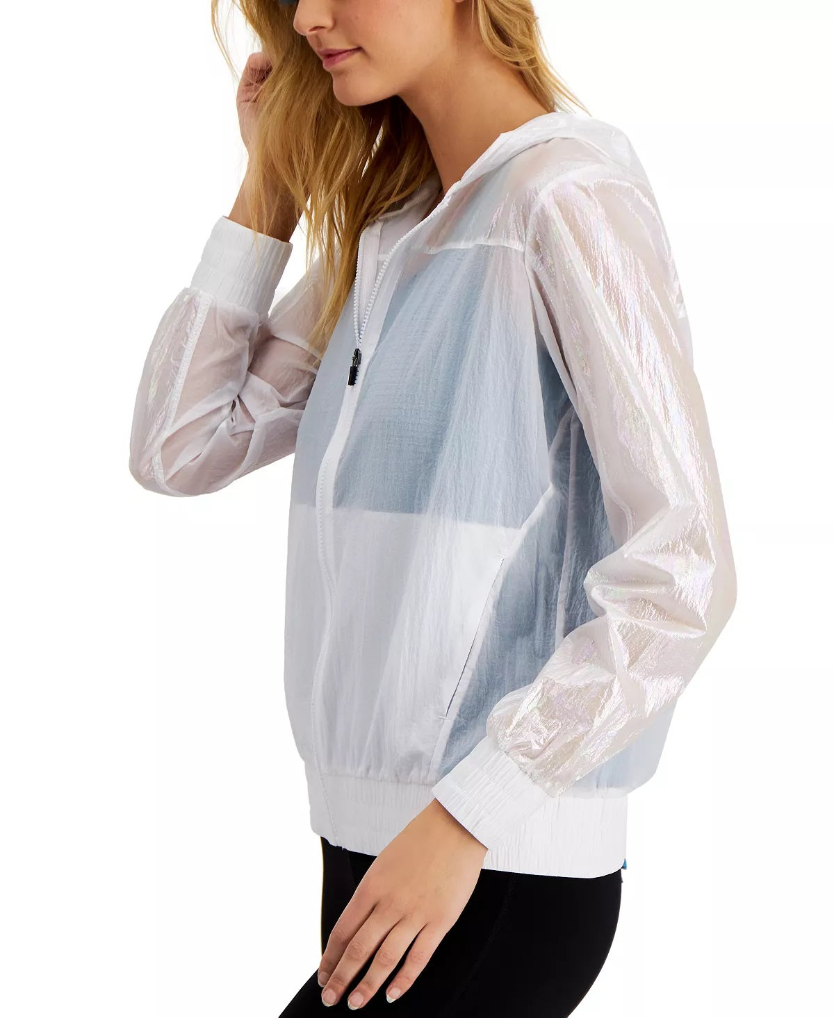 Jaqueta de malha com capuz feminina ID Ideology, branca, tamanho pequeno