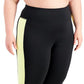 Legging curta com bolso Stash de cintura média e bloco de cores ID Ideology feminina, preta, tamanho 1X