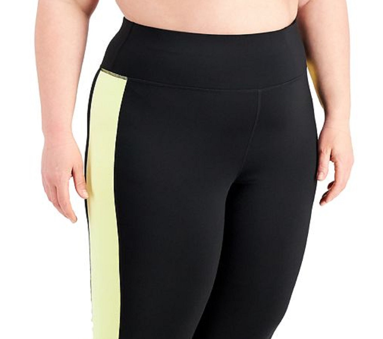 Legging curta com bolso Stash de cintura média e bloco de cores ID Ideology feminina, preta, tamanho 1X