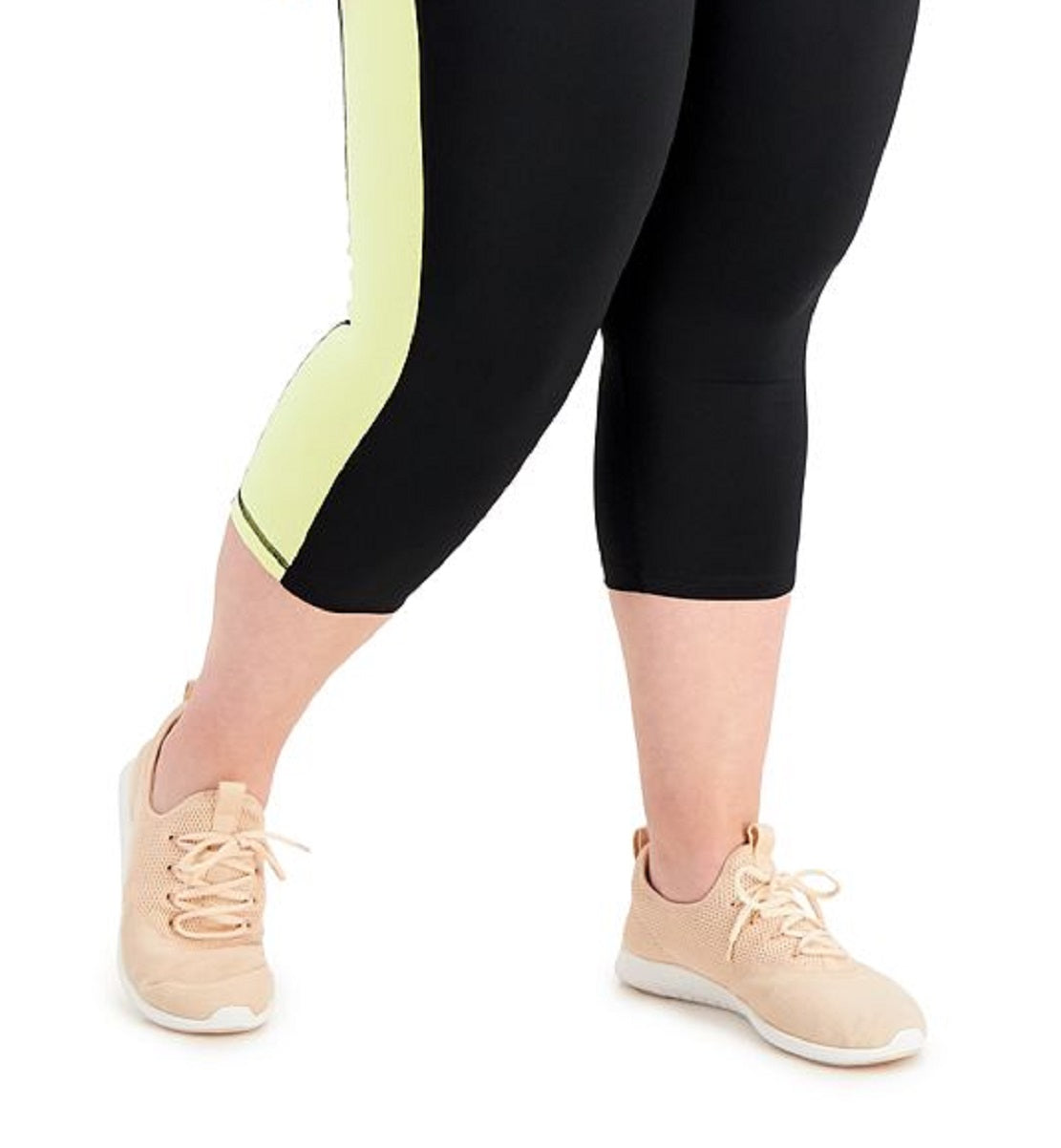 Legging curta com bolso Stash de cintura média e bloco de cores ID Ideology feminina, preta, tamanho 1X