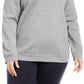 Moletom feminino Karen Scott com gola redonda, cinza, tamanho 2X
