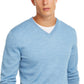 Suéter masculino Club Room com decote em V e mistura de lã merino, azul, tamanho extragrande