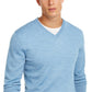 Suéter masculino Club Room com decote em V e mistura de lã merino, azul, tamanho XX-G