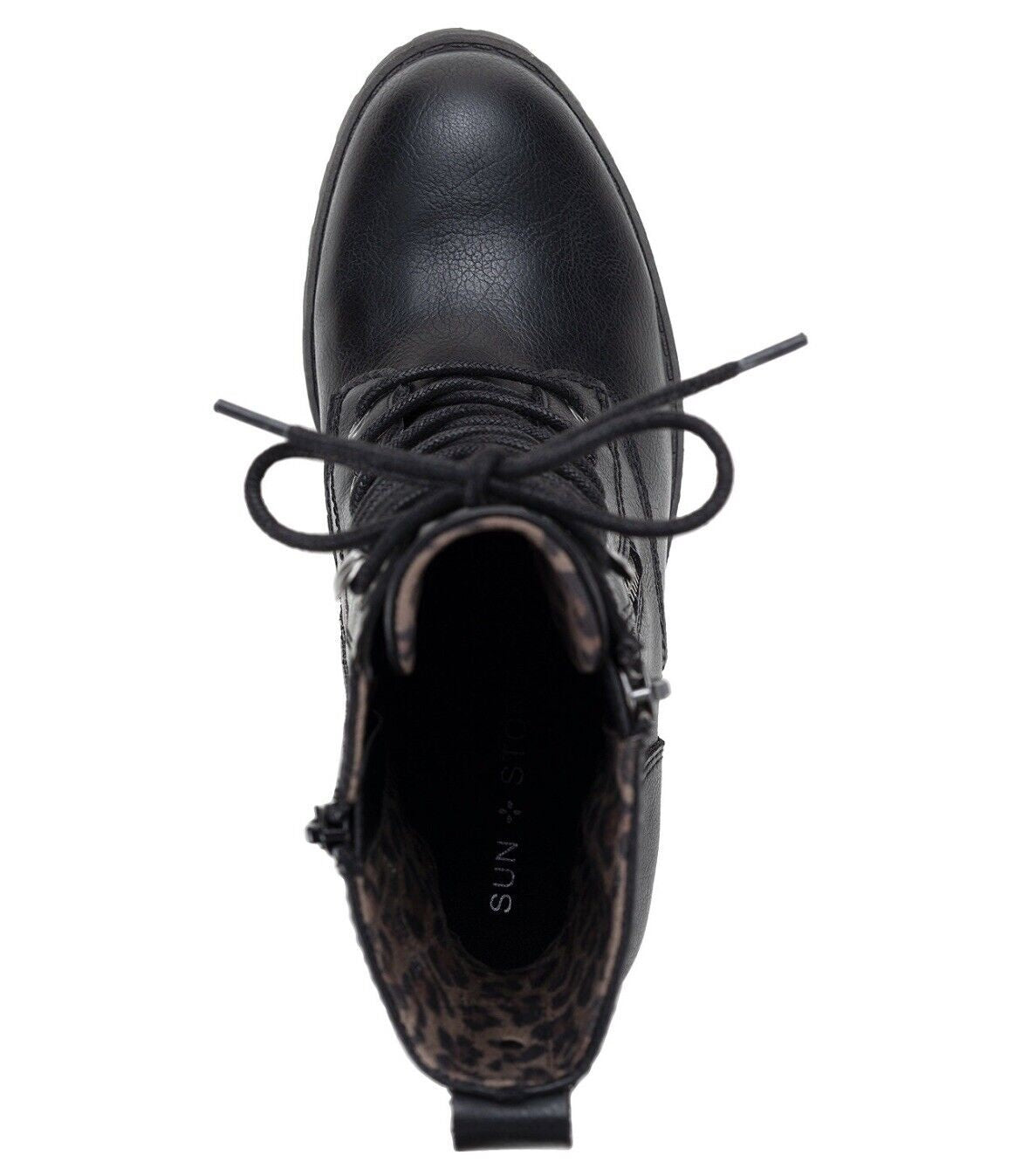 Botas de caminhada femininas Sun + Stone Sloanie com cadarço e sola de tachas, pretas, tamanho 9,5 M