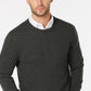 Suéter de cashmere masculino Club Room, gola redonda, cinza, tamanho extragrande