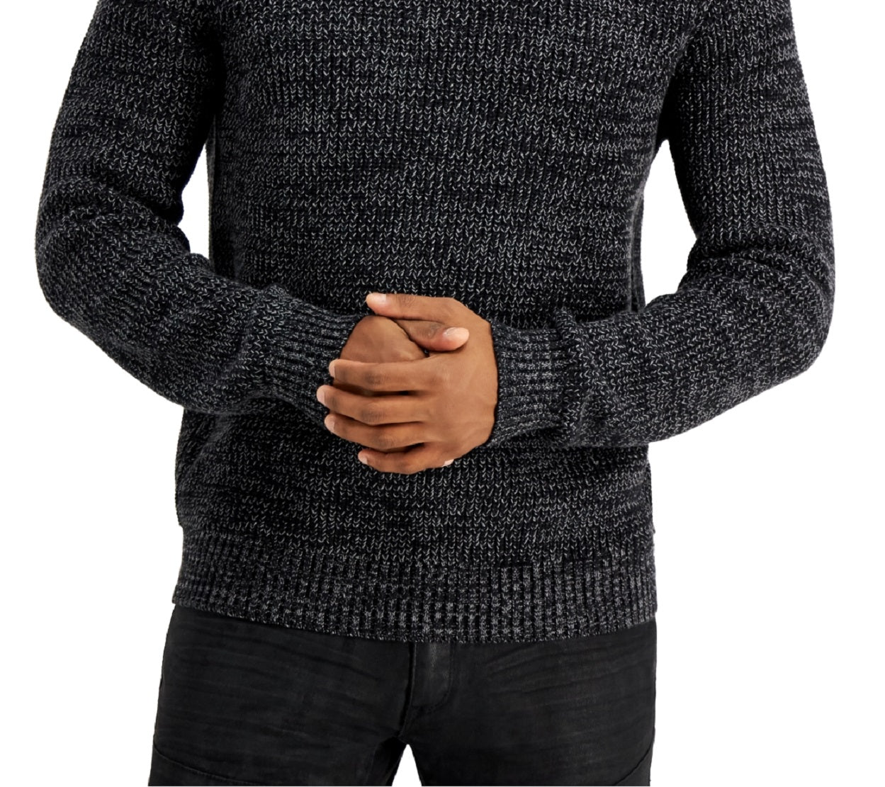 Suéter de gola redonda masculino INC International Concepts Page, preto, tamanho médio